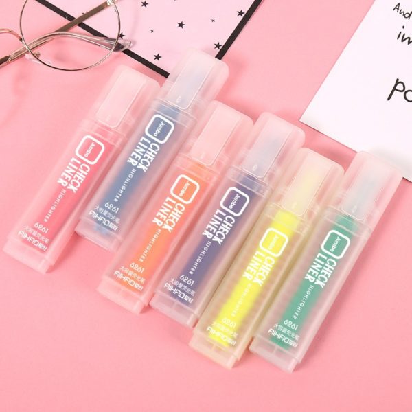 Multicolor Clear Matte Shell Smooth Highlighter for School and Office