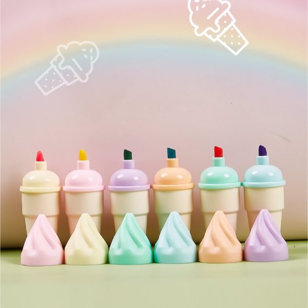 Mini Creative Ice Cream Shaped Multi-Color Fluid Highlighter