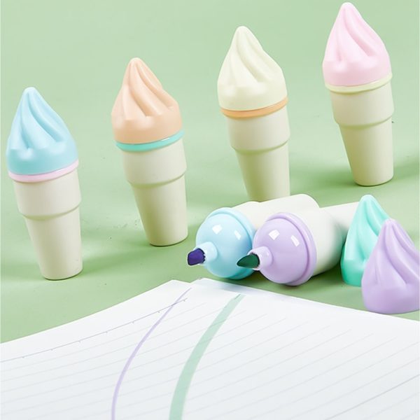 Mini Creative Ice Cream Shaped Multi-Color Fluid Highlighter