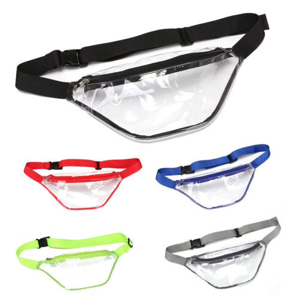 Dumpling Shaped Transparent PVC Waterproof Fanny Bag Belt Pack with Multicolor Edges