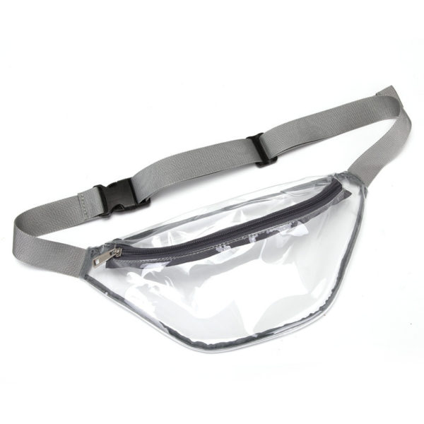 Dumpling Shaped Transparent PVC Waterproof Fanny Bag Belt Pack with Multicolor Edges