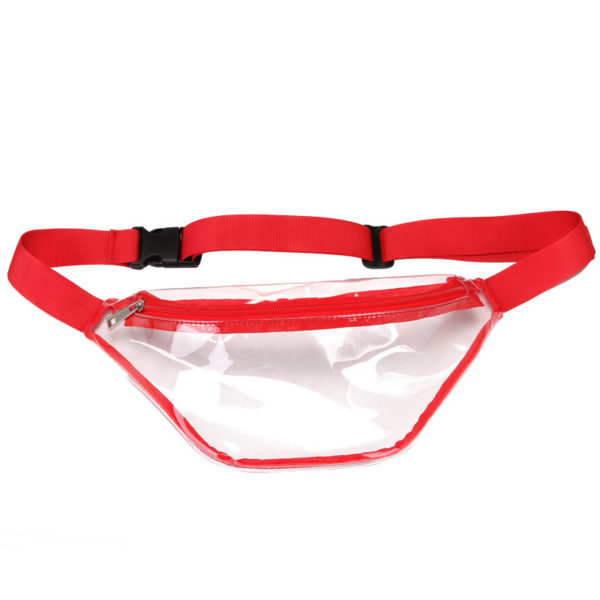 Dumpling Shaped Transparent PVC Waterproof Fanny Bag Belt Pack with Multicolor Edges