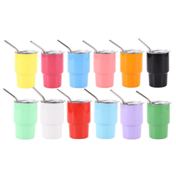 Multicolor Mini Portable Stainless Steel Wine Coffee Vacuum Bottle with Straw