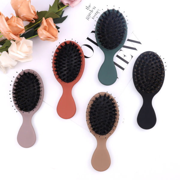 Multicolor Mini Oval ABS Paddle Brush Airbag Comb with Bristles 5.5x2.4 inches