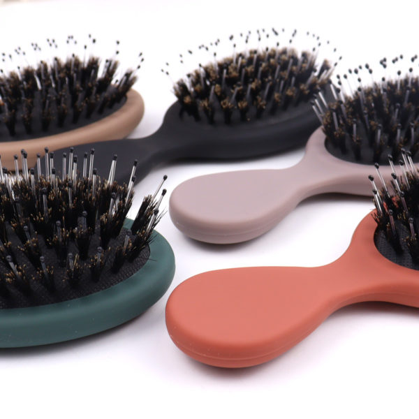 Multicolor Mini Oval ABS Paddle Brush Airbag Comb with Bristles 5.5x2.4 inches