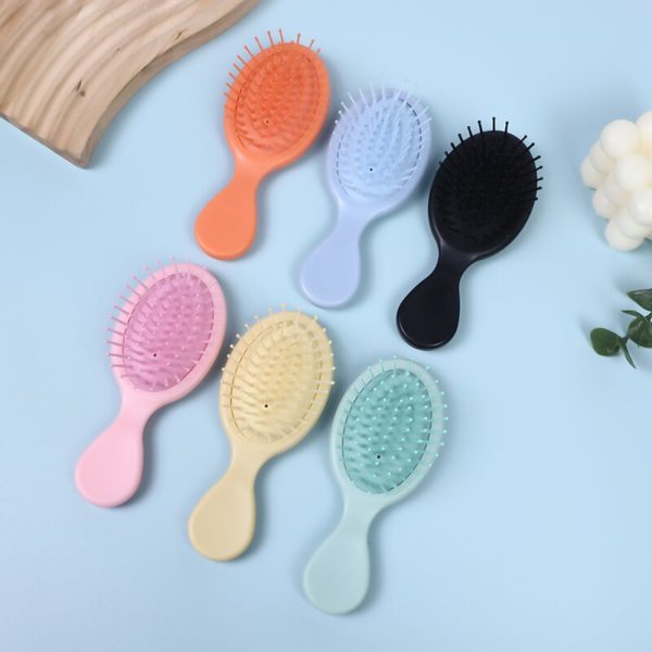 Multicolor Mini Portable Oval ABS Paddle Brush Airbag Comb 5.3x2.2 inches