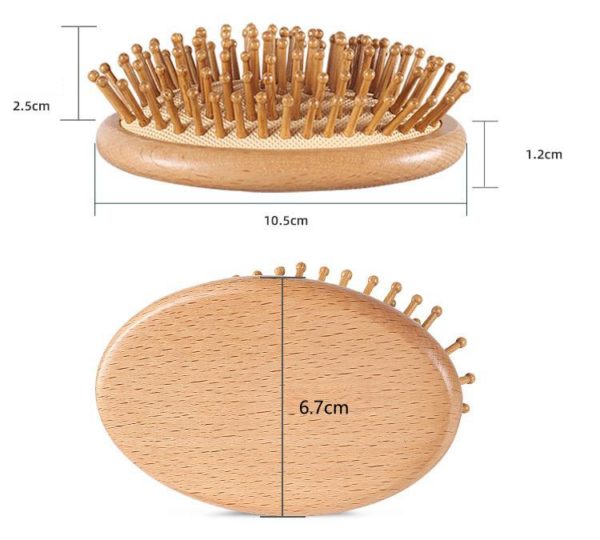 Mini Portable Beech Egg-Shaped Paddle Brush Airbag Massage Comb