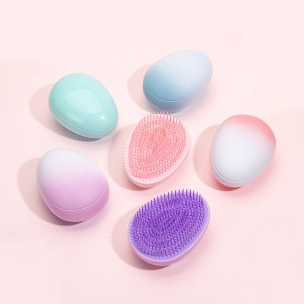 Multicolor Mini Portable Egg-Shaped Paddle Brush Airbag Massage Comb