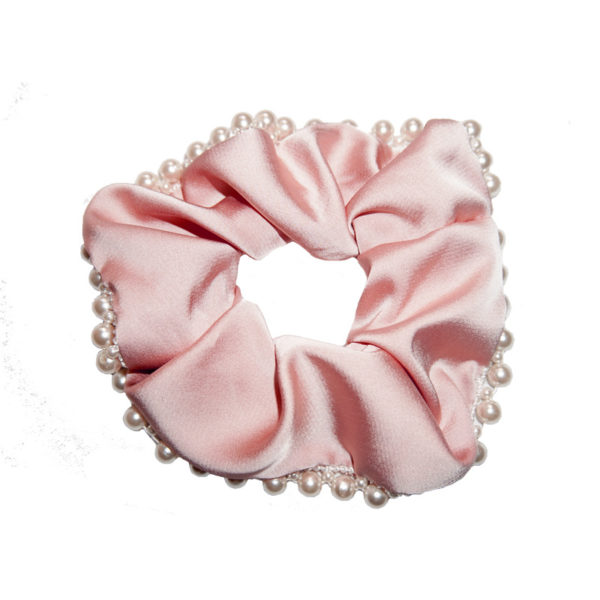 Satin Imitation Pearls Satin Scrunchy