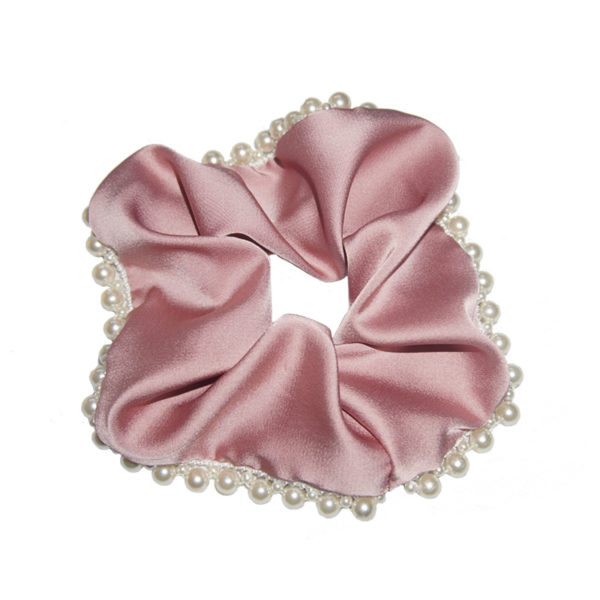 Satin Imitation Pearls Satin Scrunchy