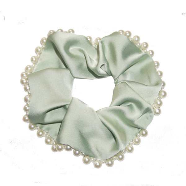 Satin Imitation Pearls Satin Scrunchy