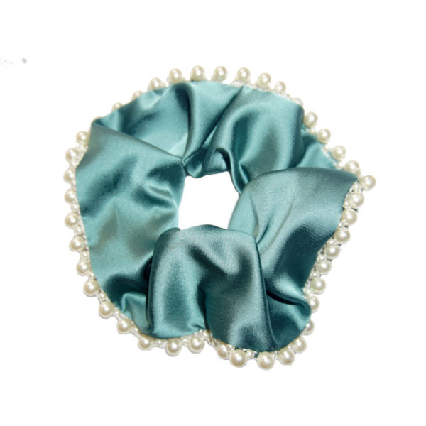 Satin Imitation Pearls Satin Scrunchy