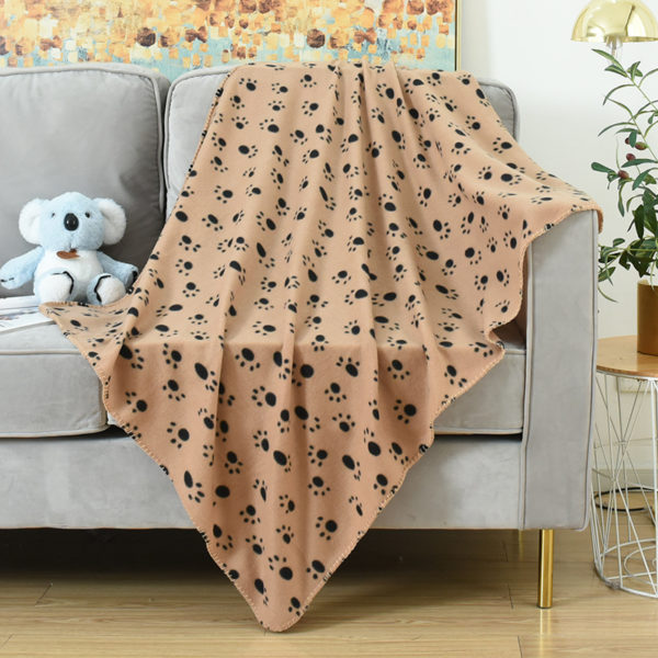 Double Sided Fleece Dog Footprint Pet Blanket