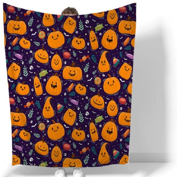 Halloween Cartoon Pumpkin Flannel Blanket