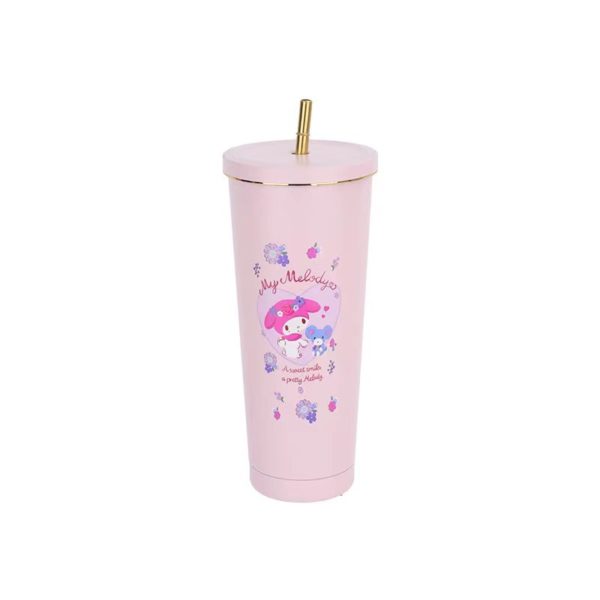 Multicolored Stainless Steel Straw Cartoon Tumbler-750ml