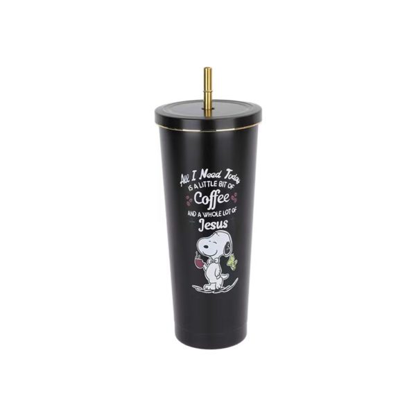 Multicolored Stainless Steel Straw Cartoon Tumbler-750ml