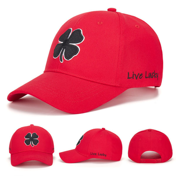 Embroidered Four-Leaf Clover Cotton Baseball Cap