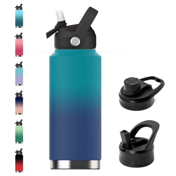 Custom Portable Large Capacity Stainless Steel Vacuum Bottle with Straw