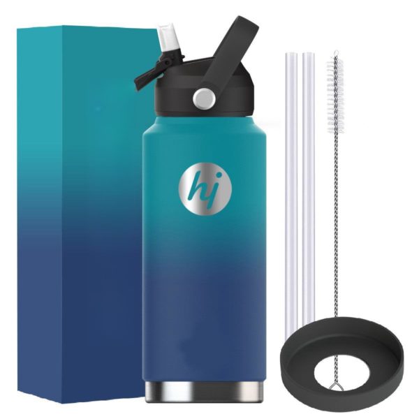 Custom Portable Large Capacity Stainless Steel Vacuum Bottle with Straw