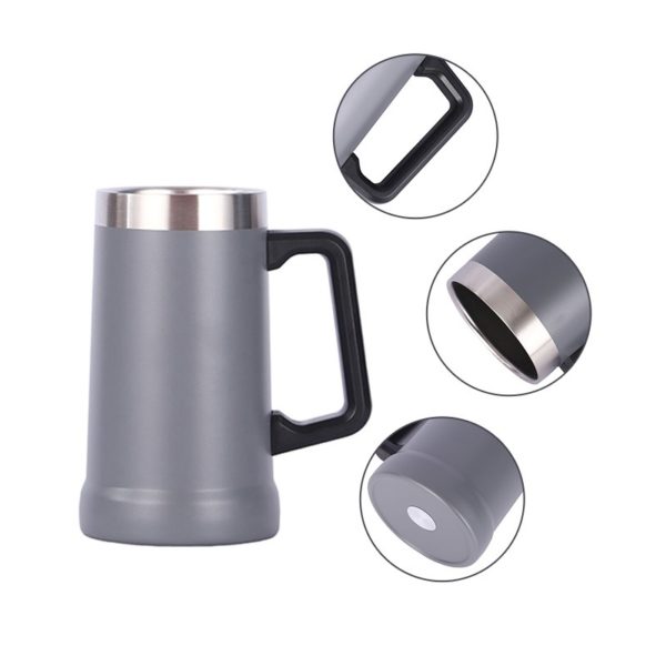 Multicolor Large Capacity Stainless Steel Vacuum Beer Mug with Handle