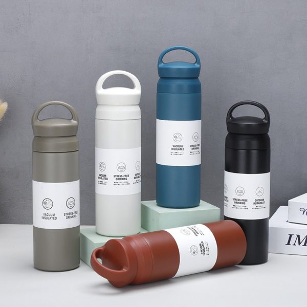 Multicolor Portable Stainless Steel Vacuum Water Bottle with Handle Lid