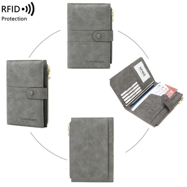 Multicolor PU Waterproof RFID Passport ID Holder Wallet with Zipper