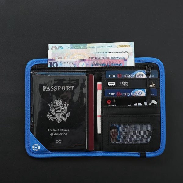 Multicolor Nylon RFID Waterproof Passport Document Holder Wallet Crossbody Bag