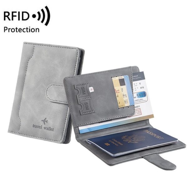 PU RFID Waterproof Passport Document Holder Wallet with Magnetic Clasp