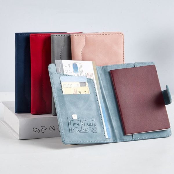 PU RFID Waterproof Passport Document Holder Wallet with Magnetic Clasp