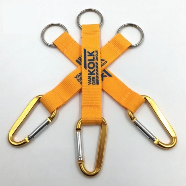 Carabiner With Strap And Metal Plate