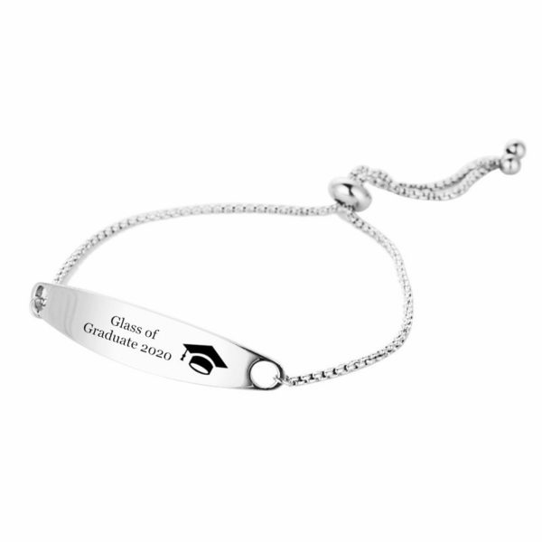 Customizable Graduation Engraved Silver Bracelet