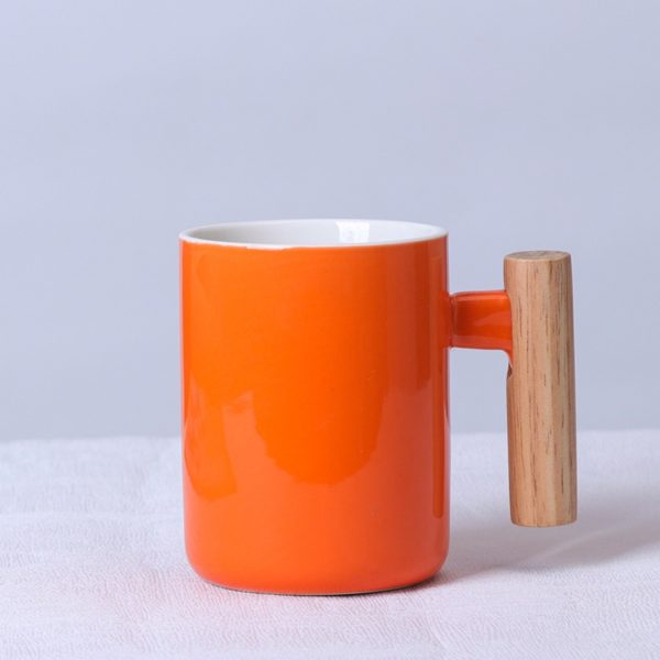 Ceramic Mug with Wooden Handle-10oz