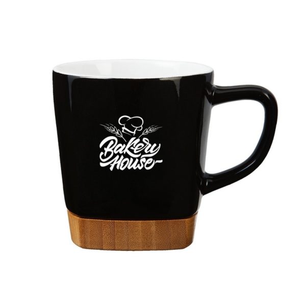 Ceramic Mug with Removable Bamboo Coaster Bottom-10oz