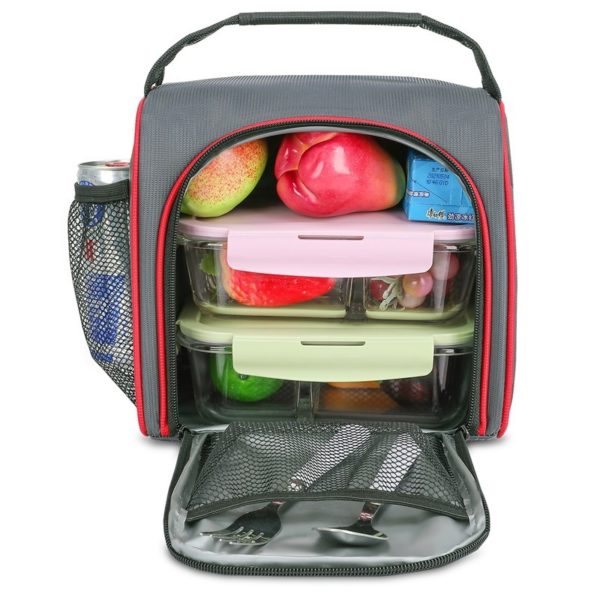 Portable Insulated Picnic Lunch Cooler Bag With Cup Holder