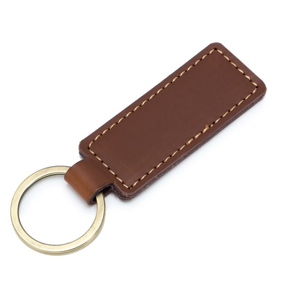 Leather Stitched Strip Key Tag