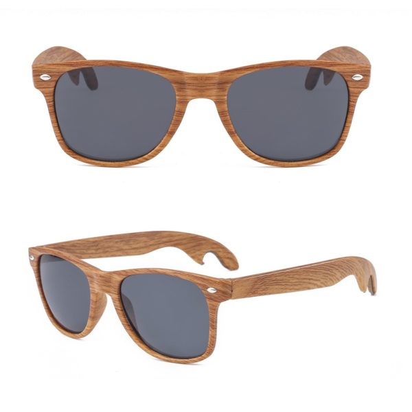 Wood Grain Design Sunglasses with Bottle Opener