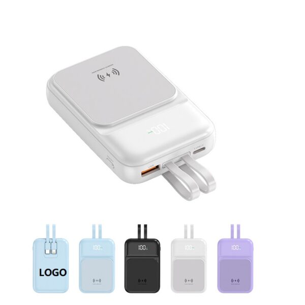 Magnetic self-contained dual wire Power Bank 10000mah Portable Charger