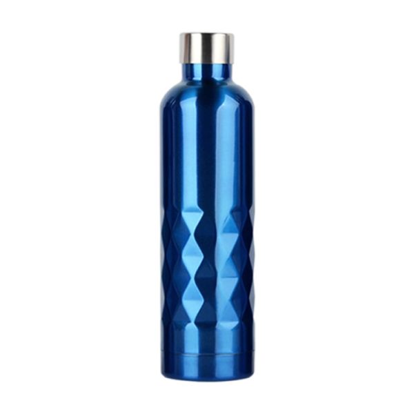 17oz Blue Stainless Steel Vacuum Bottle with 3D Pattern