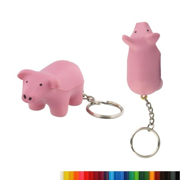 PU Foam Pig Stress Ball Key Ring