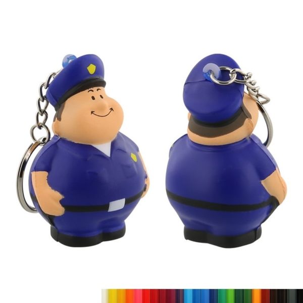 PU Foam Policeman Pete Stress Ball Key Ring