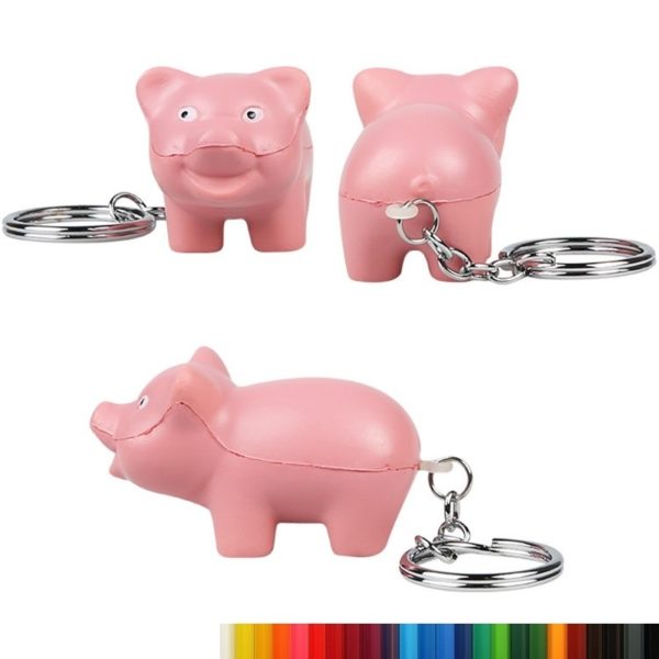 PU Foam Porky Pig Stress Ball Keychains