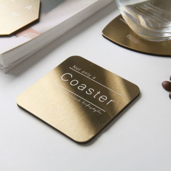 Stainless Steel Coaster with Gold Coating