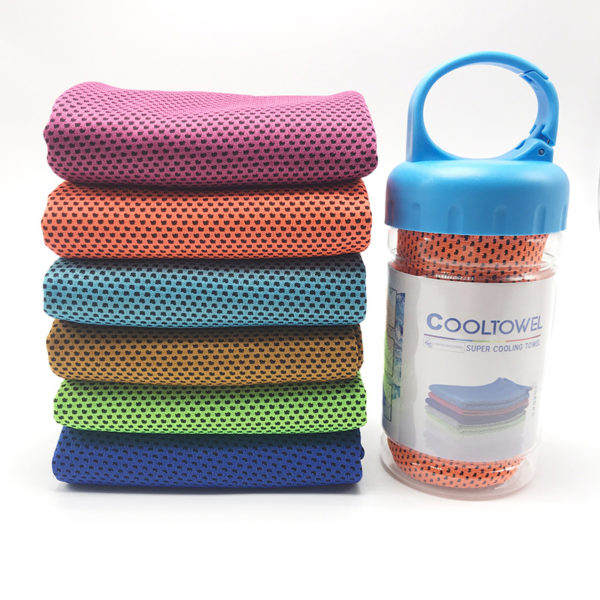 Summer Quick Drying Sports Cooling Towel With Plastic Bottle