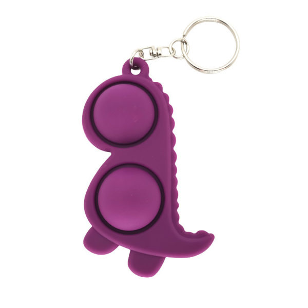 Silicone Dinosaur Push Pop Fidget Bubble Toy Keychain