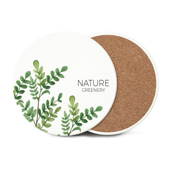 Custom Ceramic Circle Anti-slip Absorbent Coasters With Cork Mat