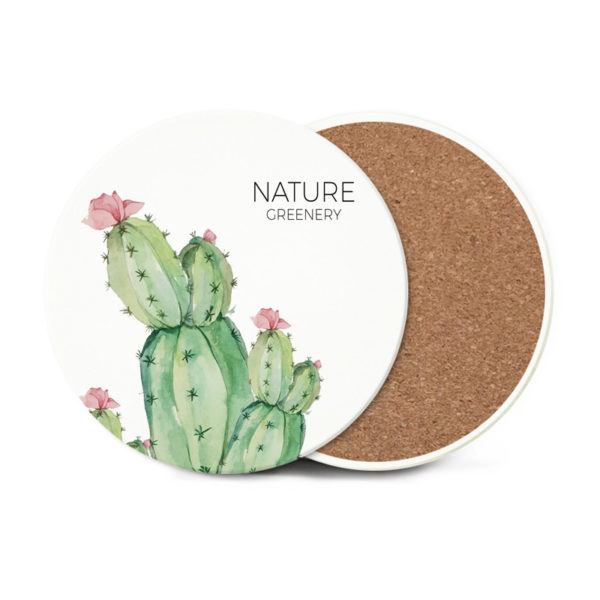 Custom Ceramic Circle Anti-slip Absorbent Coasters With Cork Mat