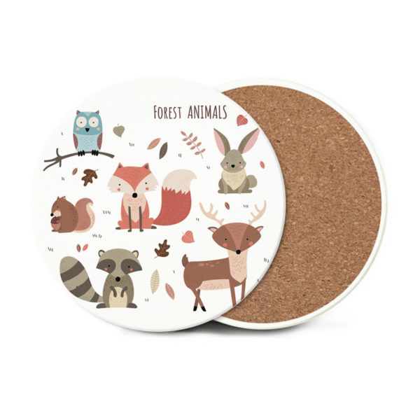 Custom Ceramic Circle Anti-slip Absorbent Coasters With Cork Mat