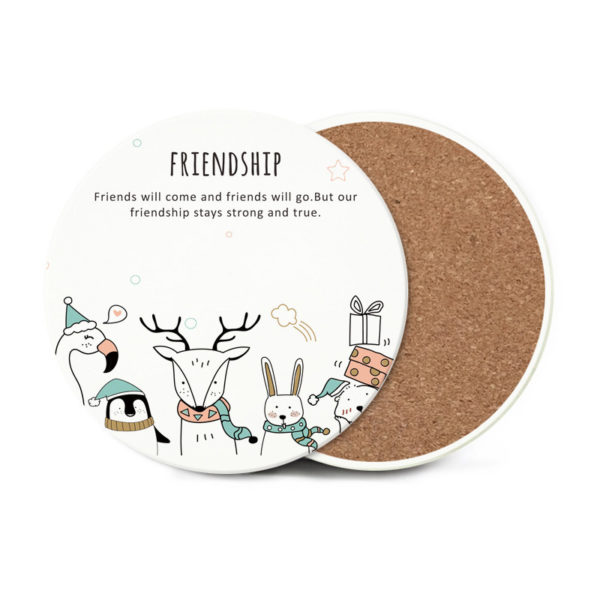 Custom Ceramic Circle Anti-slip Absorbent Coasters With Cork Mat