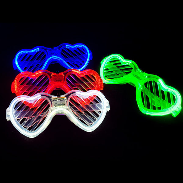 Plastic Heart-shaped LED Flashing Shutter Glasses with Logo