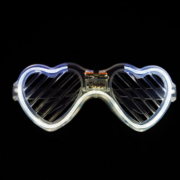 Plastic Heart-shaped LED Flashing Shutter Glasses with Logo